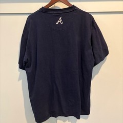 Nike Atlanta Braves T-Shirt Mens Large Navy Blue Embroidered Logo MLB Vintage