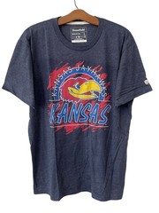 Homefield Graphic Tee Large Kansas Jayhawks Short Sleeve Gray Cotton Poly Basic