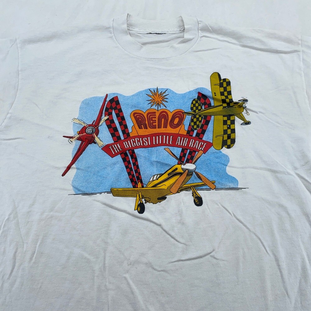 vintage 90s RENO THE BIGGEST LITTLE AIR RACE STUNT PLANES T-Shirt L/XL sports
