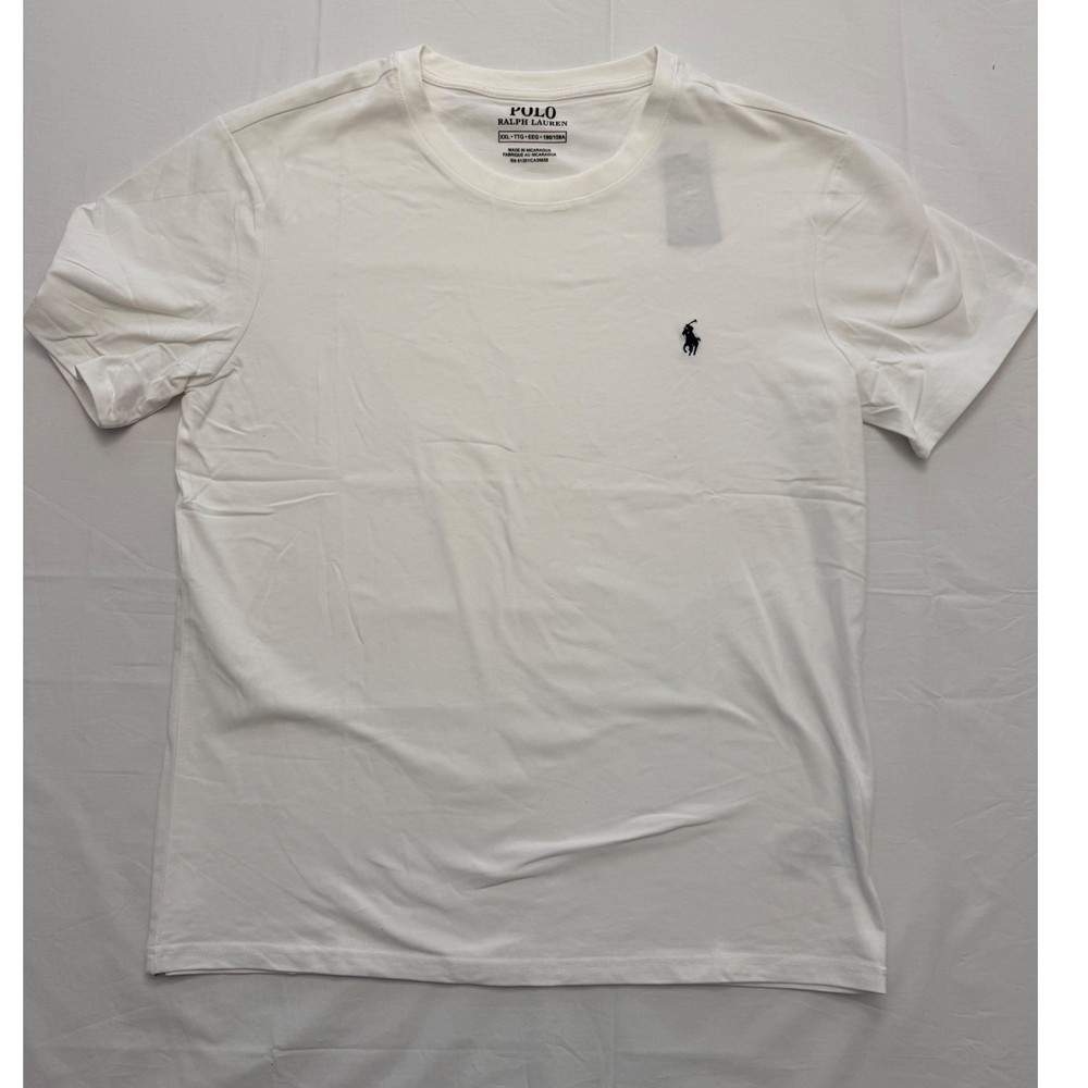 Polo Ralph Lauren White Cotton Crew Neck T-Shirt XXL Tailored Fit New With Tags