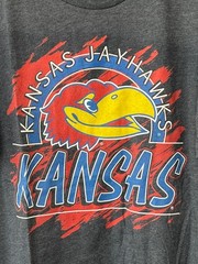 Homefield Graphic Tee Large Kansas Jayhawks Short Sleeve Gray Cotton Poly Basic