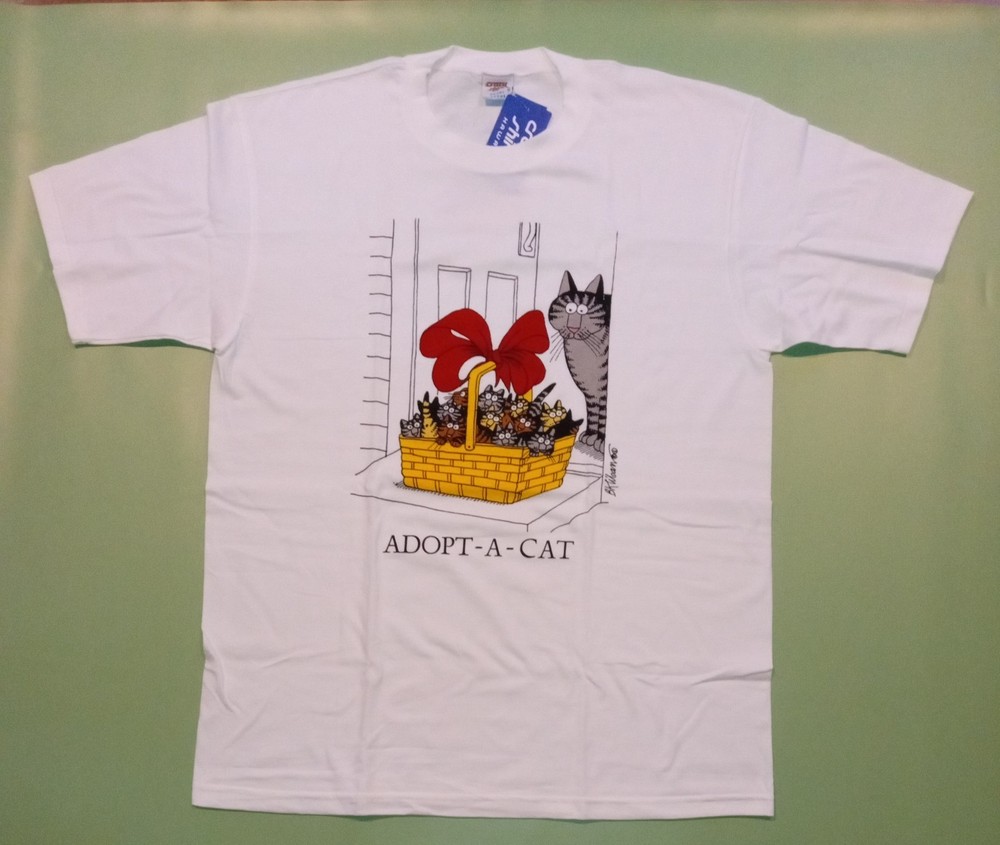 Crazy Shirts Kliban T-shirt, Adopt-a-cat basket (Guam), NEW With Tag, Large