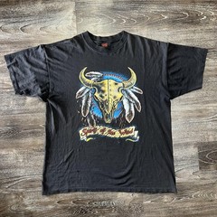 Vintage Fashion Victim Shirt Mens XL Black Spirit Of The Wind Western Skull 90s