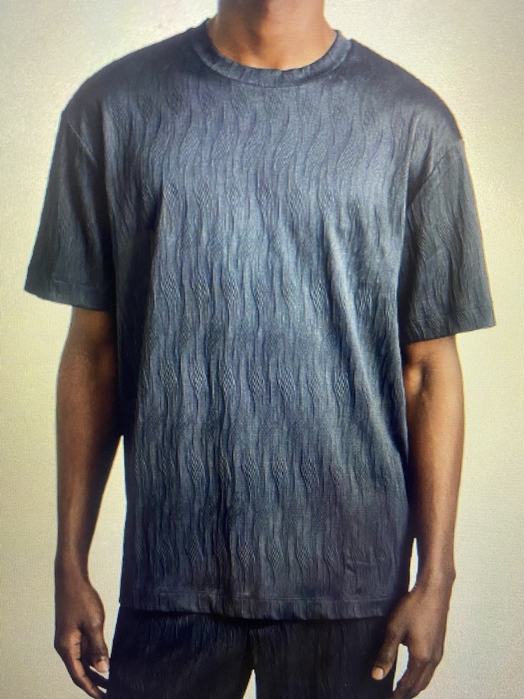 Mens Oversized REISS IVAN Wave-Jacquard T-SHIRT (L)