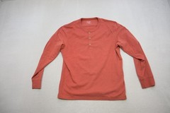UntuckIt Henley Tee Shirt Red Cotton Poly Blend Long Sleeve Mens Size Large
