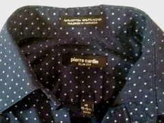 Pierre Cardin Slim Fit Shirt Dk Blue w/White Polka Dots, Men’s Size M=15-15 1/2