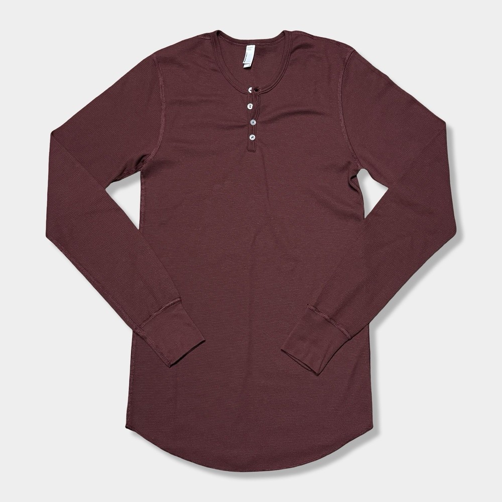 Vtg Y2K American Apparel Maroon Burgundy Thermal Henley Dexter Kill Shirt M