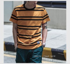 NON STOCK Ivy League Striped Crew Neck T Shirts Preppy Style Men’s Casual Tee