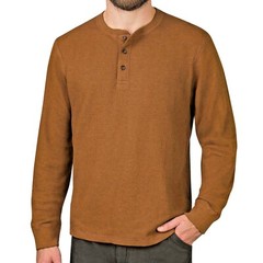 Mens Thermal Henley Jumper Top Grandad Neck Long Sleeve Waffle Knit T-Shirt New