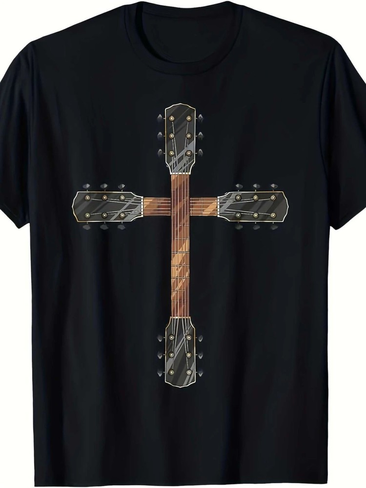 Christian Shirts for Men Guitar T Shirt – 100% Cotton, Breathable And Elastic
