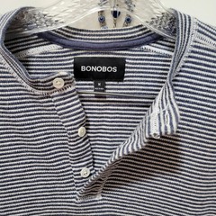 Bonobos Men’s Henley Shirt Navy White Striped Long Sleeve Size Medium