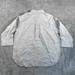 Uniqlo Linen T-Shirt Women XXS Linen Skipper Collar 3/4 Sleeve Shirt Striped