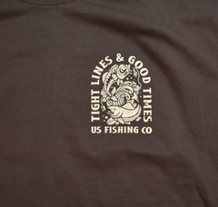 U.S. Fishing Co. Tight Lines & Good Times Fish Graphic Brown Shirt New S-3XL