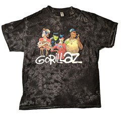 Vintage Gorillaz Tie-Dye T-Shirt L Graphic Cartoon Band Print Black Gildan Y2K