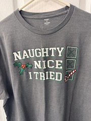 Holiday Time Naughty Nice I Tried Christmas Graphic Tee Men’s XL Gray SS