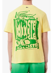Lacoste Crocodile Men’s SZ (5) large Graffiti SS Cotton T-Shirt Yellow Green