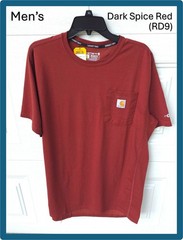 Mens CARHARTT Force Relaxed T-Shirt SMALL Red 106652 UPF25+ FastDry