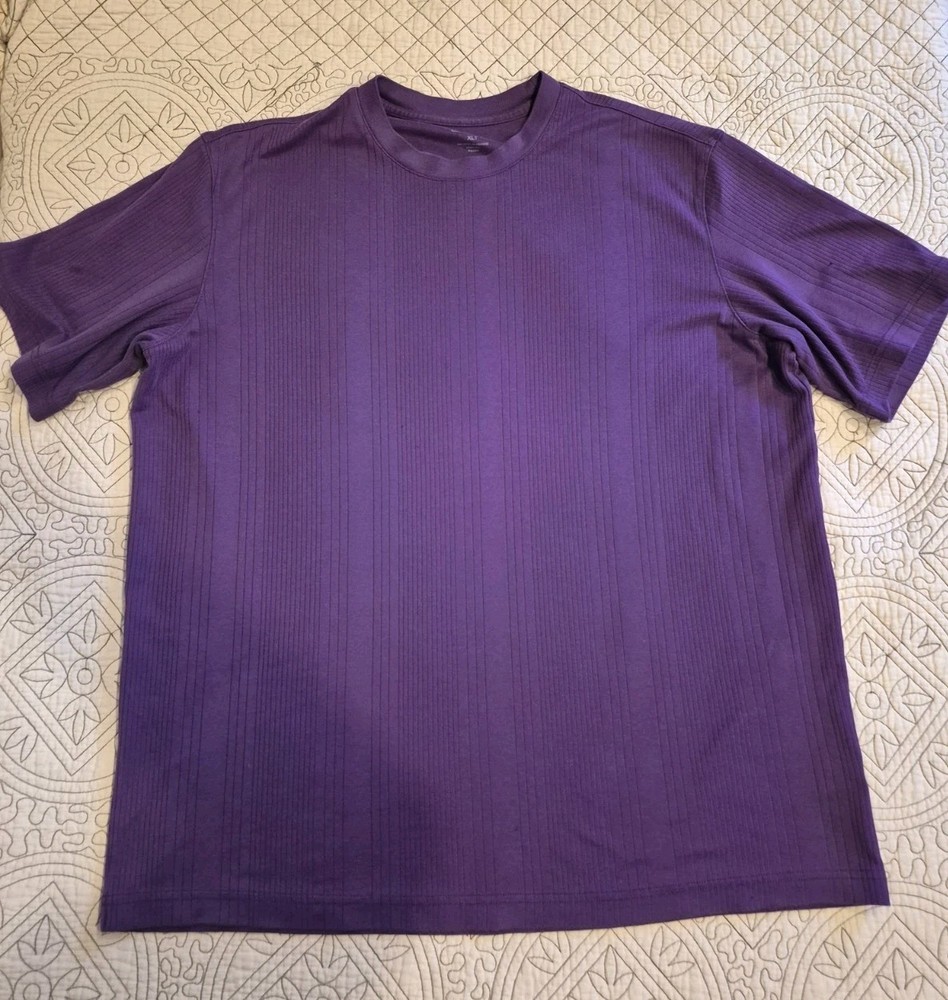 Claiborne Men’s XLT Tall Purple Crew Neck T-Shirt Textured