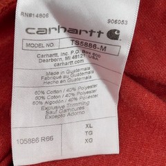 Carhartt Mens XL Loose Fit Long Sleeve T Shirt Red Cotton Polyester Blend