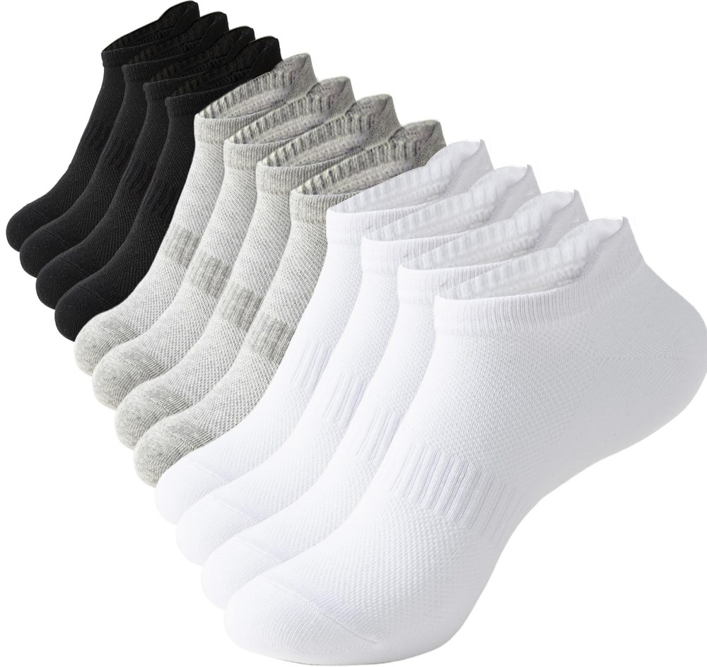 Womens Ankle Socks Athletic Running Low Cut Socks With Tab for Women White/Bl…