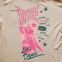 David Bowie Shirt Mens Small Tan Pink Pop Rock Band Music Concert Lets Dance