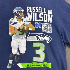 NFL Team Apparel Russell Wilson Seahawks T-Shirt Mens XL Blue Football Graphic