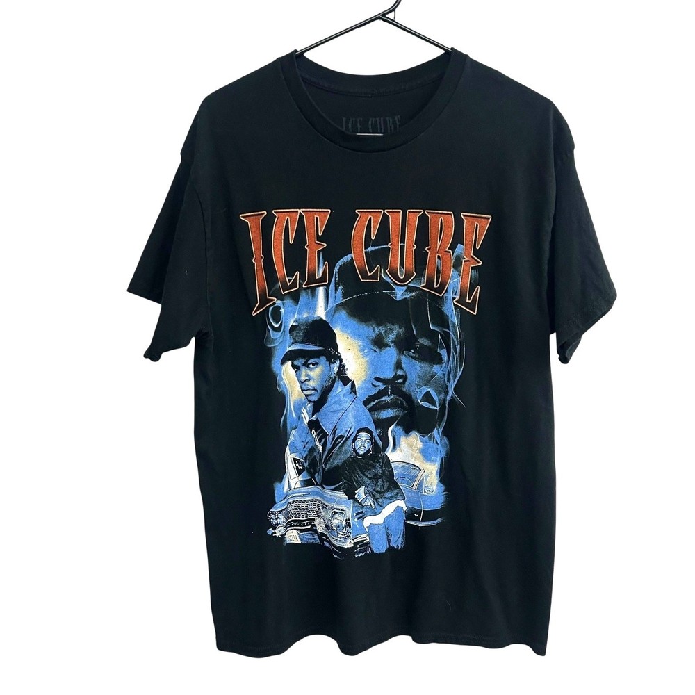Ice Cube Black Graphic Rap Tee L Hip Hop Streetwear Y2K Rapper Music Band Tour