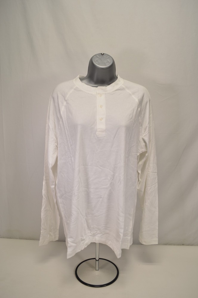 NWT Quince Mens Cotton Modal Long Sleeve Henley White Tee Size Medium