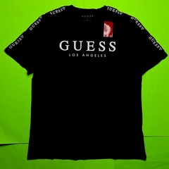 GUESS Los Angeles Men’s Short Sleeve T-Shirt Size LARGE Black w/White Cotton NEW