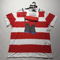 Where’s Waldo Shirt Mens XL Red Stripe Costume T-Shirt Beanie Combo Halloween