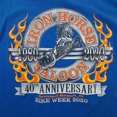 Iron Horse Saloon T Shirt Mens 3XL Blue 40th Anniversary Bike Week 2020 Biker
