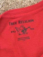 True Religion World Tour Red & Gold Horseshoe T Shirt Mens Large NWT