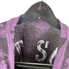 Mens Y2K Affliction Love Fist Grunge Punk Reversible Purple Shirt Size L