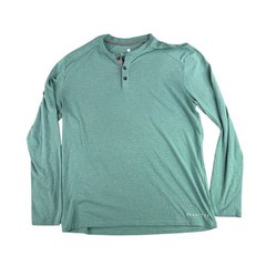 Free Fly Henley Shirt Mens Large Green Bamboo Performance Long Sleeve 9730