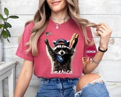 Comfort Colors® Feral & Free Racoon Shirt, 4th of July Shirt, USA Independence