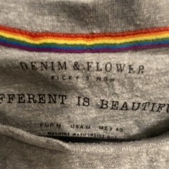Denim & Flower Men Gray Rainbow “Be Yourself” Graphic Print Crew Neck Tee M