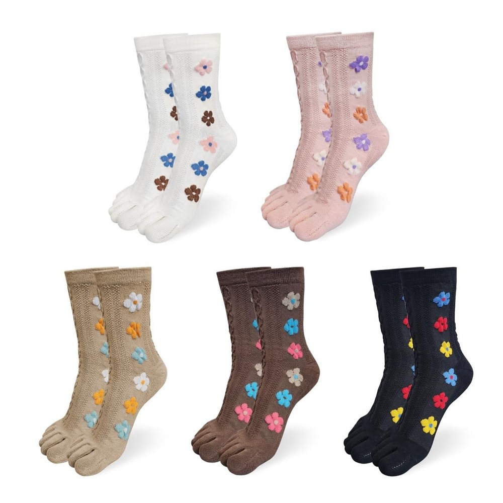 Womens Toe Socks Five Fingers Cute Colorful Ankle Athletic Running Separated