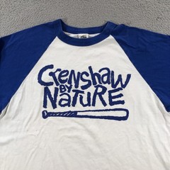 Vtg Crenshaw By Nature T Shirt Men’s L White Blue USA Raglan 3/4 Sleeve
