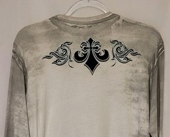 Affliction Men’s Silver Bleach Brush Wash Black Flocked Logo T Shirt Size M