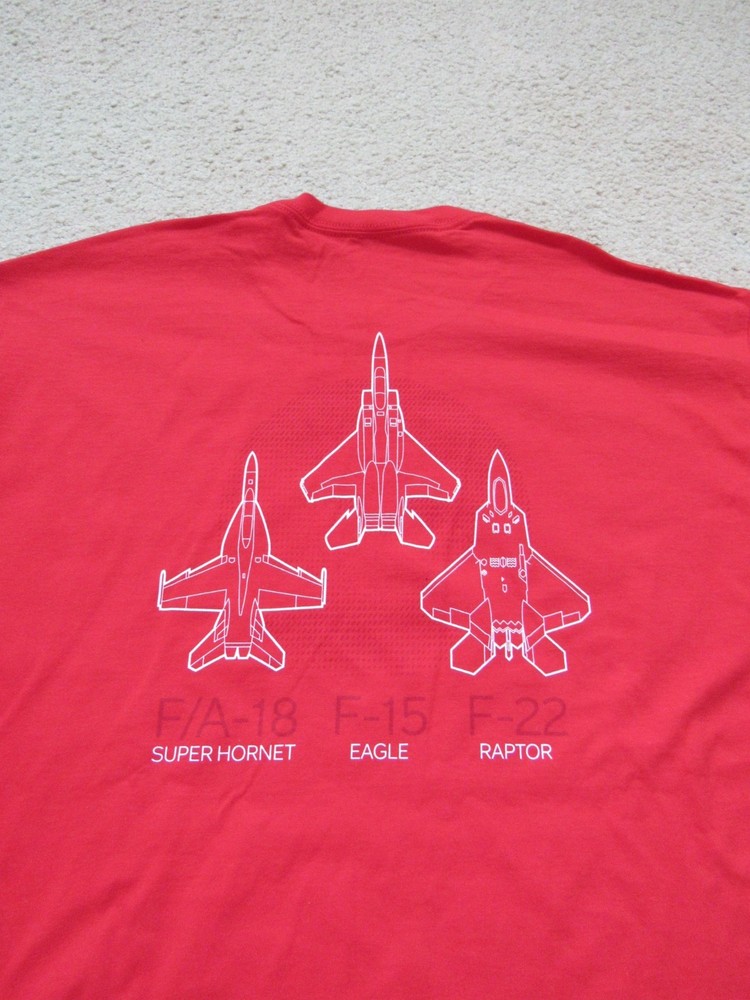 Boeing F-15 Eagle F-18 Hornet F-22 Raptor T-Shirt XL Tactical Fighter Red NEW