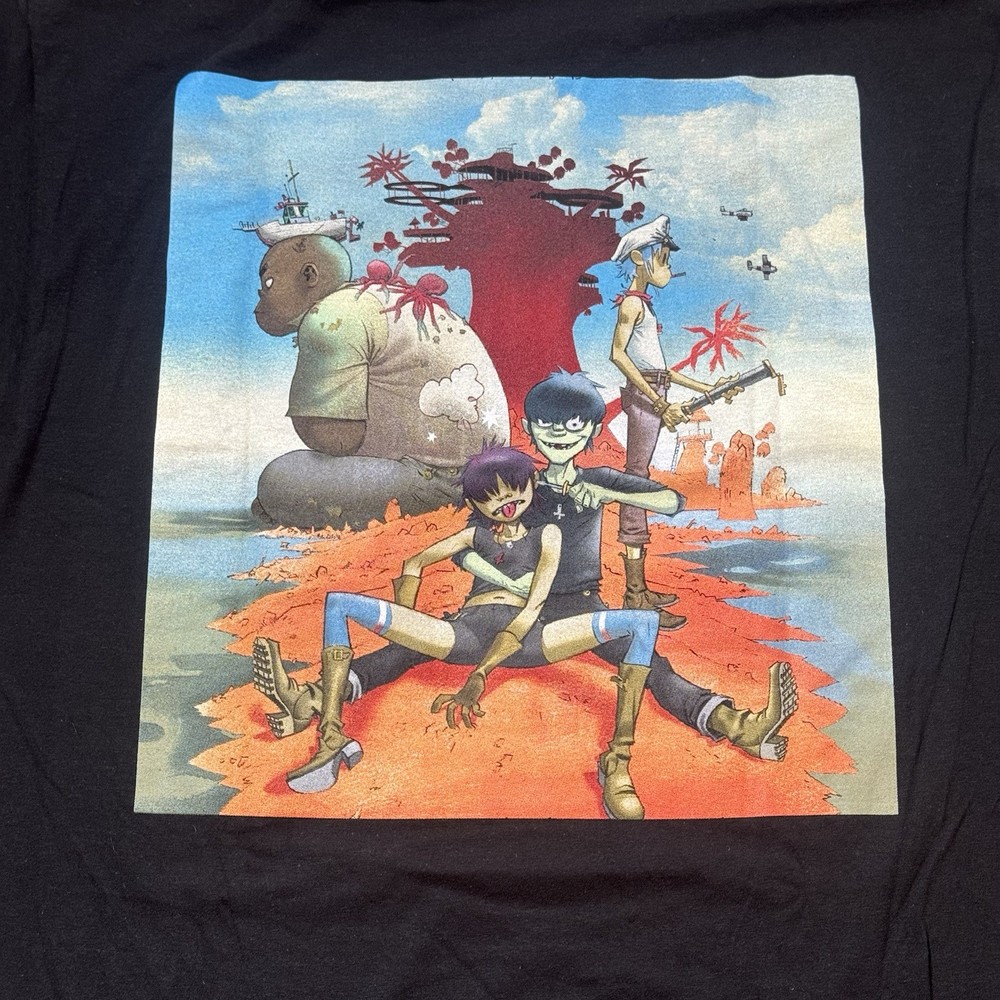 Gorillaz Plastic Beach Album Stranded T-Shirt 2-Sided LARGE New With Tags