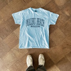 Malibu Beach California Souvenir Beach, Retro, Minimalist T-Shirt Light Blue