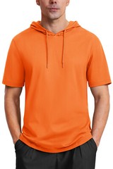 Men’s Casual Workout T-Shirts Summer Hoodie Short Sleeve Sport Cotton Sweatshirt