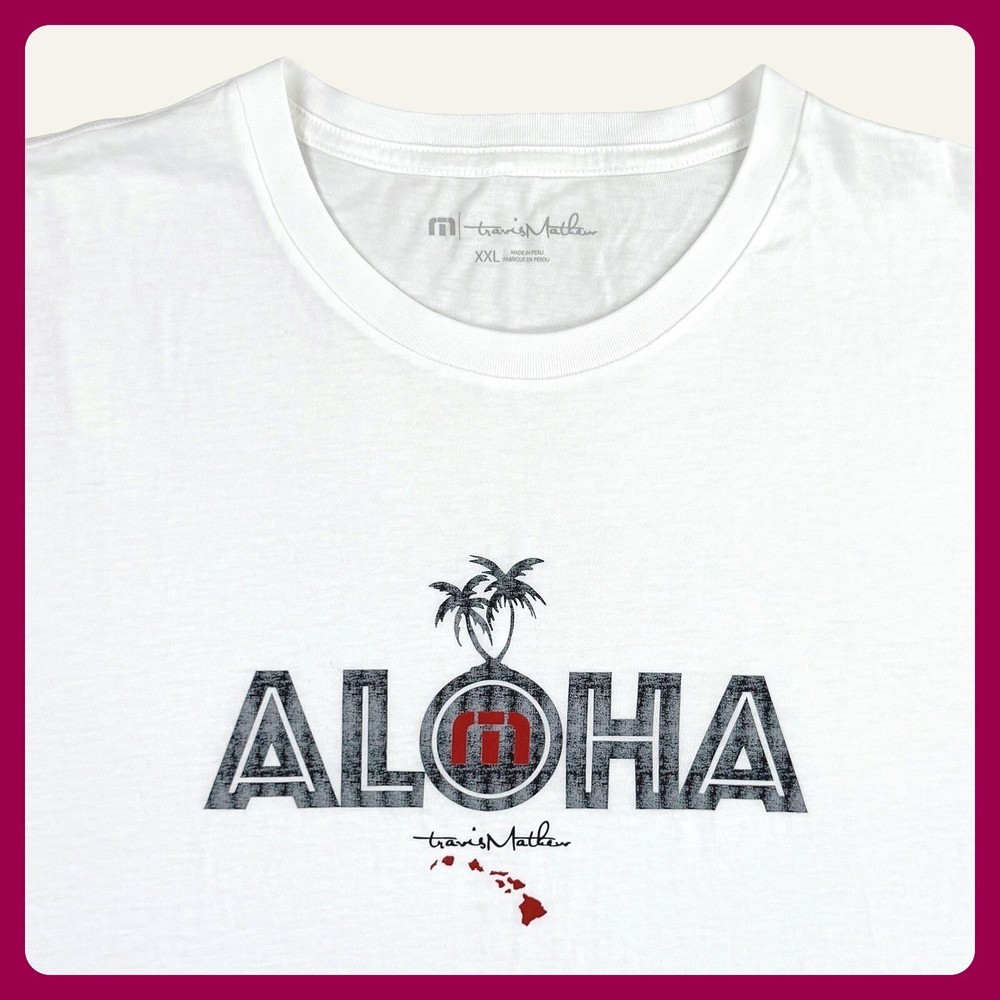 NWT TravisMathew ALOHA Sandbar Hawaii Tee Shirt Men XXL White Pima Cotton 1MR611