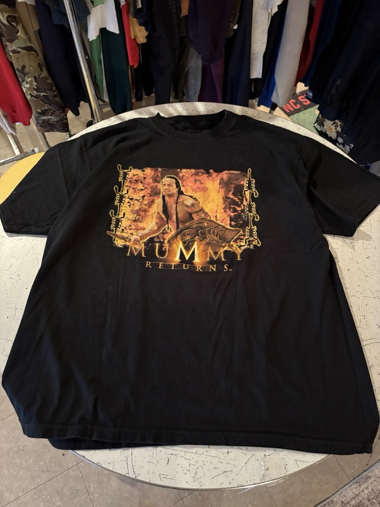 Vintage 2001 The Mummy Returns Rock Dwayne Johnson Movie Promo Shirt Men’s XL