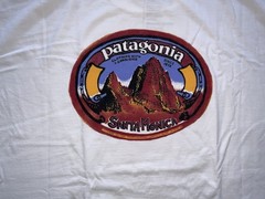 Patagonia Santa Monica Brand Logo S/S Shirt XL White Vintage