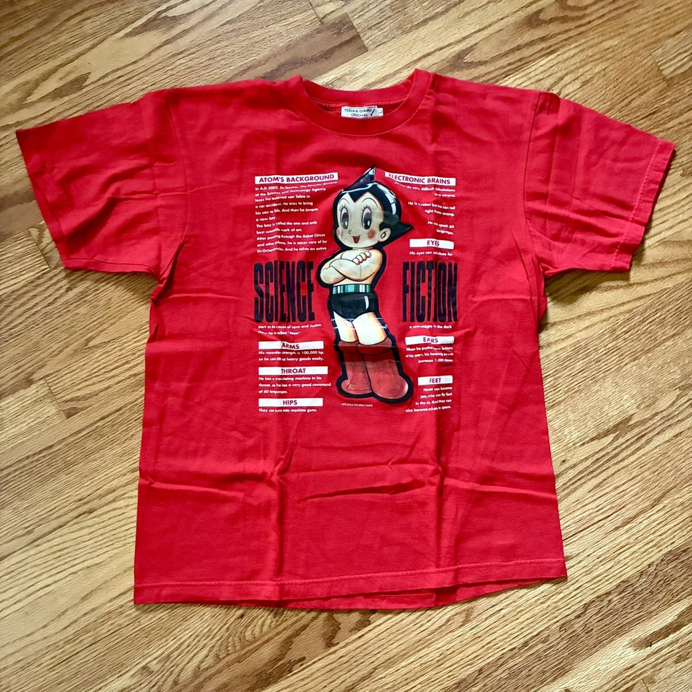 VINTAGE Y2K Mighty Atom Astro Boy Holographic Red T-shirt Size Large