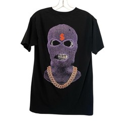 Nova Men No Face Or Case T-Shirt Mask Gold Chain Short Sleeve Tee Black Medium