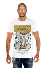GEORGE V T-SHIRT WHITE WITH SILVER RHINESTONES HIGH QUALITY FROM PARIS