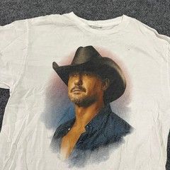 Tim McGraw T-Shirt Mens Size Medium White Concert Tour Graphic Short Sleeve Tee